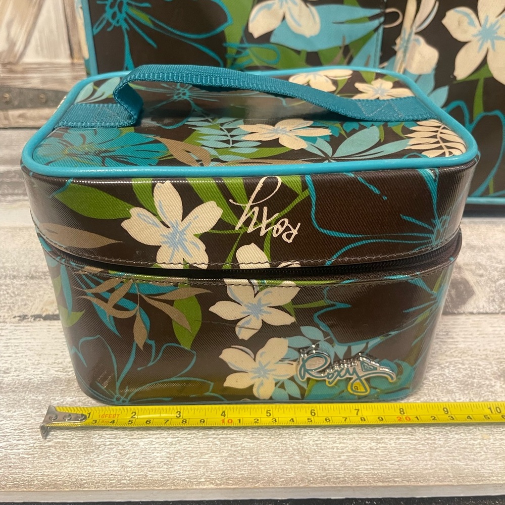 Floral Vintage ROXY 4 Piece Luggage Set in Teal & Brown gently used - Picture 9 of 16